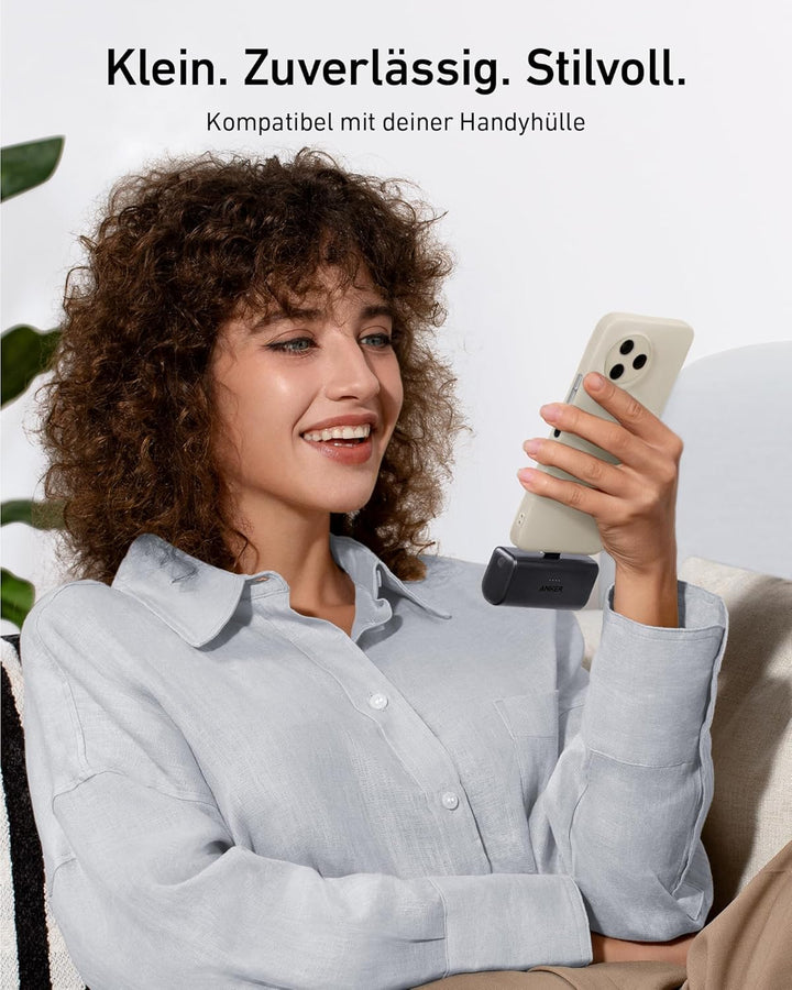 Anker Nano Powerbank, 5000mAh Powerbank 22,5W, Integrierter Faltbarer USB-C Konnektor, Kompatibel mi