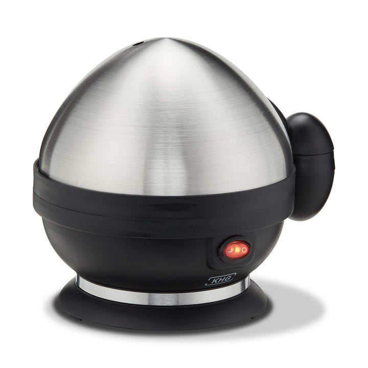 KHG Eierkocher Edelstahl | 1 Ei - 7 Eier | Messbecher mit Eipick | 380 Watt Edelstahlheizplatte, mit