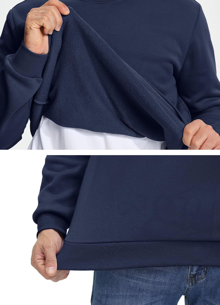 TACVASEN Herren Gefütterte Pullover Hoodie Winter Sweatshirts Langarm Casual Crewneck Fleece Pulli L