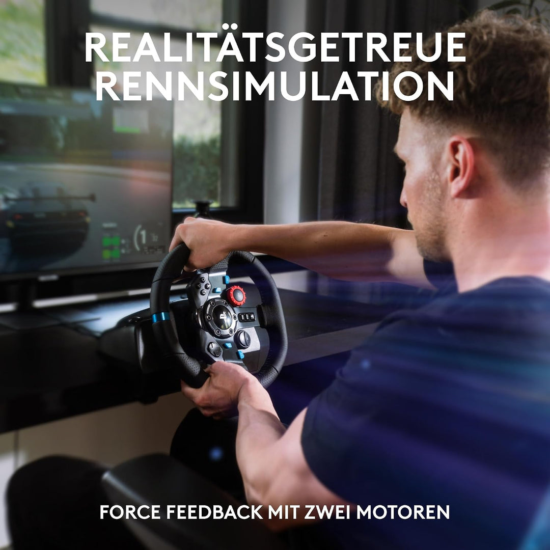 Logitech G G29 SE Driving Force Rennlenkrad und Pedale, Force Feedback, echtes Leder + Logitech G Dr