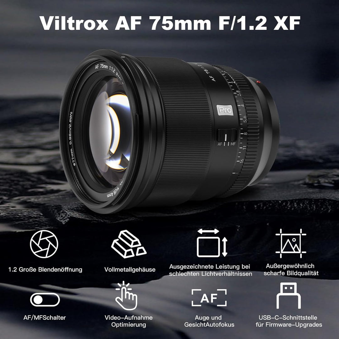 VILTROX 75mm F1.2 Pro APS-C Prime Autofokus Objektive für Fuji X Mount Kamera Objektive Standard Cam