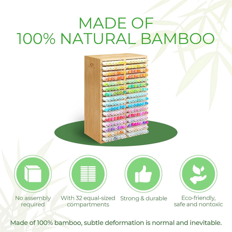 Ohuhu Bambus Marker Organizer, Holz Desktop Aufbewahrung für 224 Markerstifte Honolulu und Oahu Seri