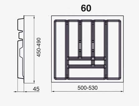 Alusfera Besteckkasten für Schubladen 60cm - Besteckeinsatz - Praktisch Schubladen Ordnungssystem -