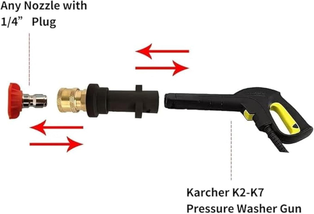 Adapter für Hochdruckreiniger, mit Schnellkupplung, 1/4 Zoll, kompatibel mit Kärcher Hochdruckreinig