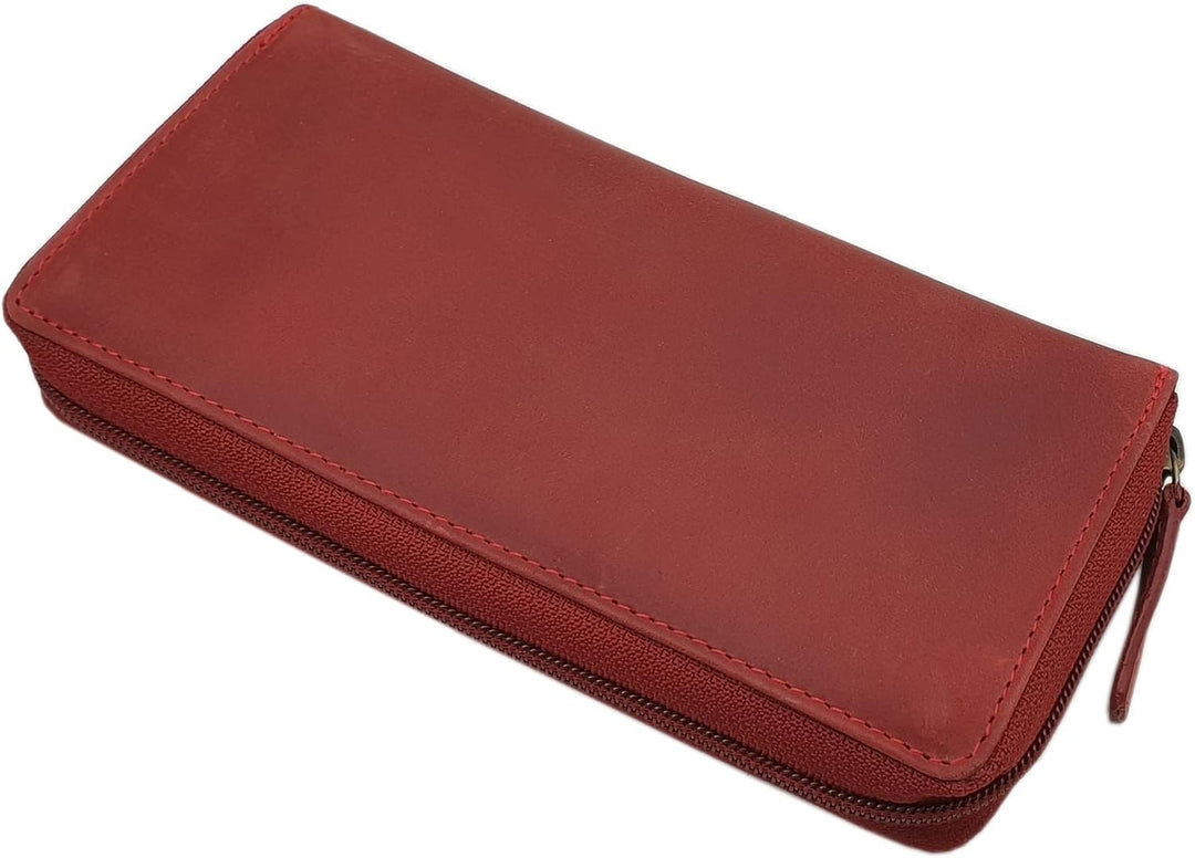myledershop Grosse Vollrindleder Damen Geldbörse/Geldbeutel/Portemonnaie/Geldtasche/Portmonee rundhe