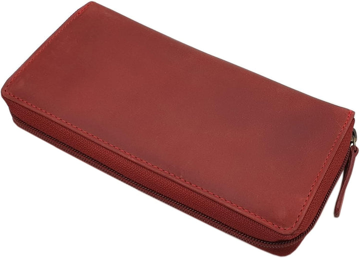 myledershop Grosse Vollrindleder Damen Geldbörse/Geldbeutel/Portemonnaie/Geldtasche/Portmonee rundhe