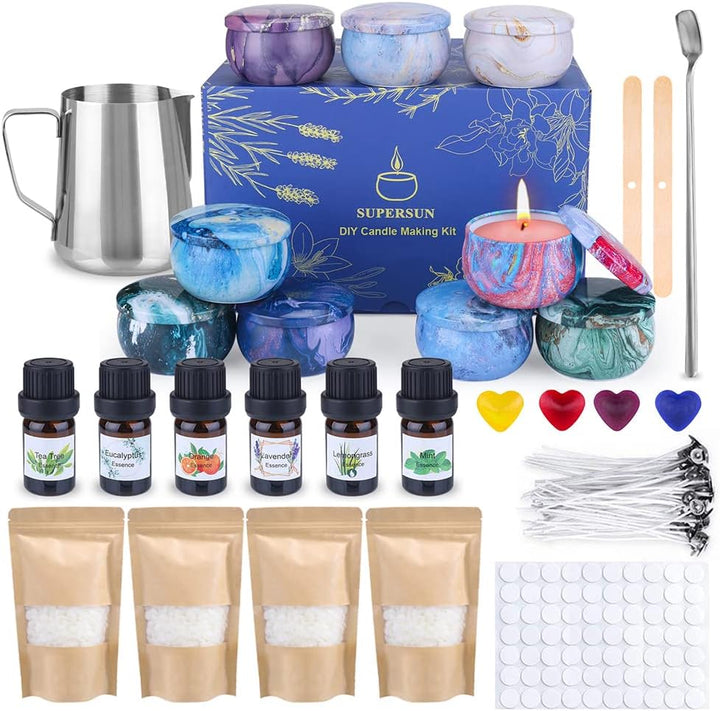 Kerzen Selber Machen Kerzenherstellung Zubehör, Duftkerze Geschenke mit 6 ätherisches Öl, Kerzendoch