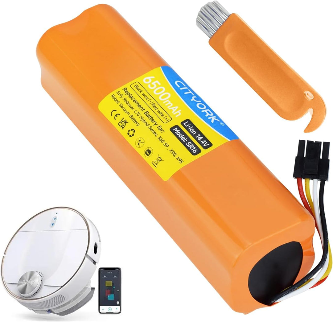 CITYORK Li-ion 14,4 V 6500mAh Akku für Eufy Robovac L70 Hybrid, T2190, T2190G21 /INR18650M26-4S2P, B