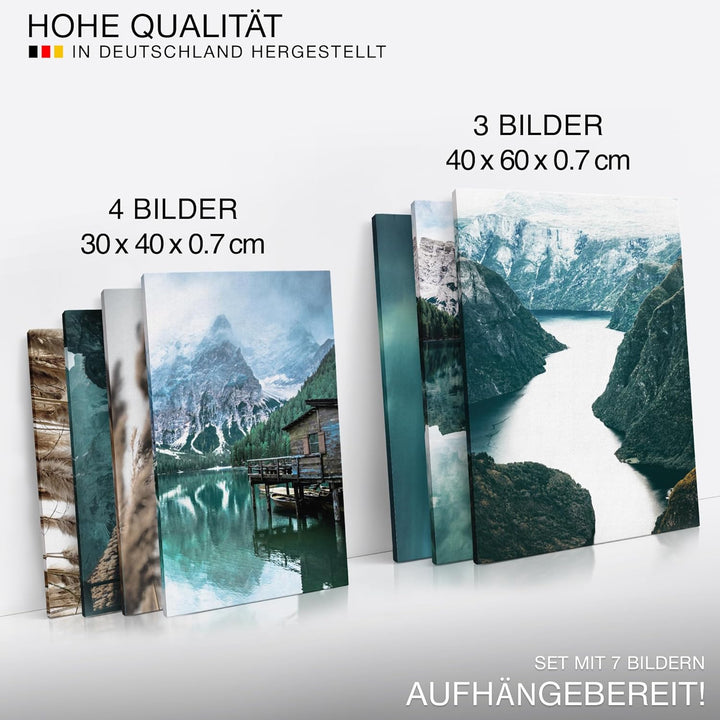 Novart Wandbilder Natur Berge See - KOMPLETT AUFHÄNGFERTIG - Aurora Grün Wohnzimmer Schlafzimmer - 7