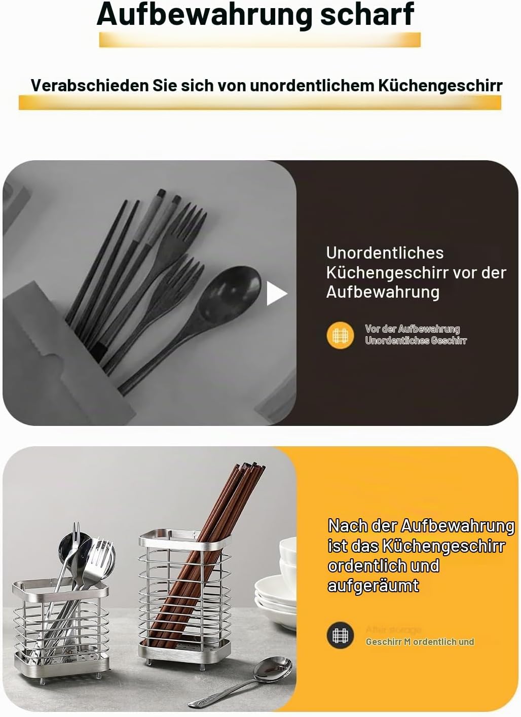 Suuwwn Küchenutensilienhalter Edelstahl,2 Stück Besteckständer,Besteckbehälter,Besteck Aufbewahrung,