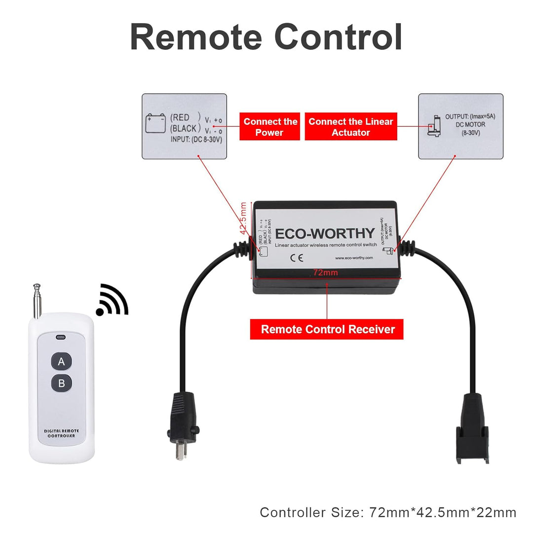 DCHOUSE Linearaktuator-Controller DC8-30V 5A Drahtloses Fernbedienungs-Motorsteuerungs-Kit mit 12V A