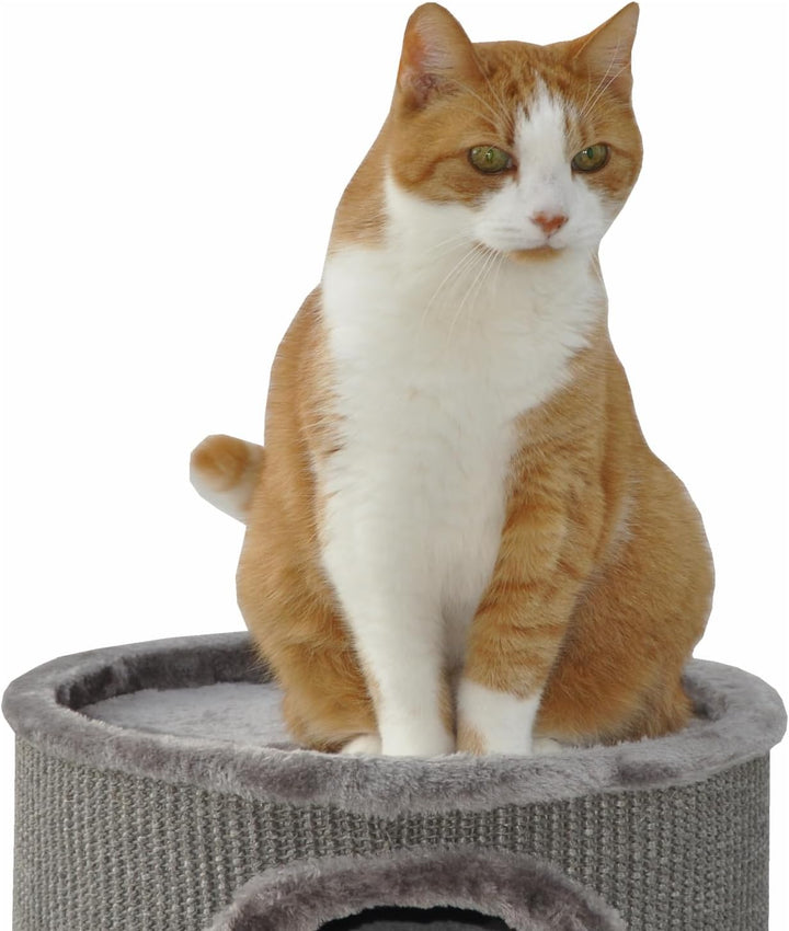 nanook Kratztonne, Höhe 89 cm, Katzenkratzbaum, 3 Ebenen, Kratzbaum, Kratzturm aus Sisal, grau, grau