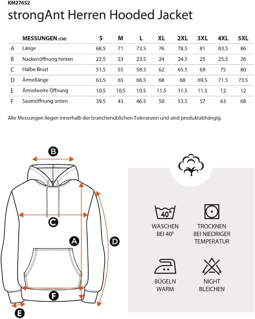 strongAnt Herren Hoodie Baumwolle Kapuzenpullover mit Bauchtasche Sweatshirt Pullover Sweatjacke Lan
