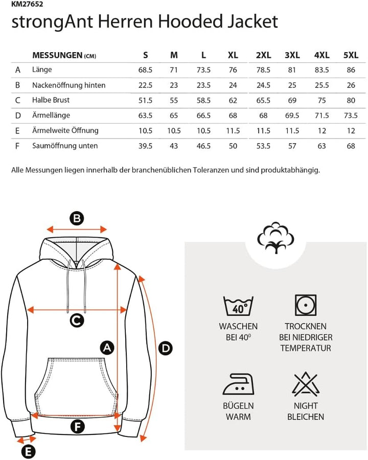 strongAnt Herren Hoodie Baumwolle Kapuzenpullover mit Bauchtasche Sweatshirt Pullover Sweatjacke Lan