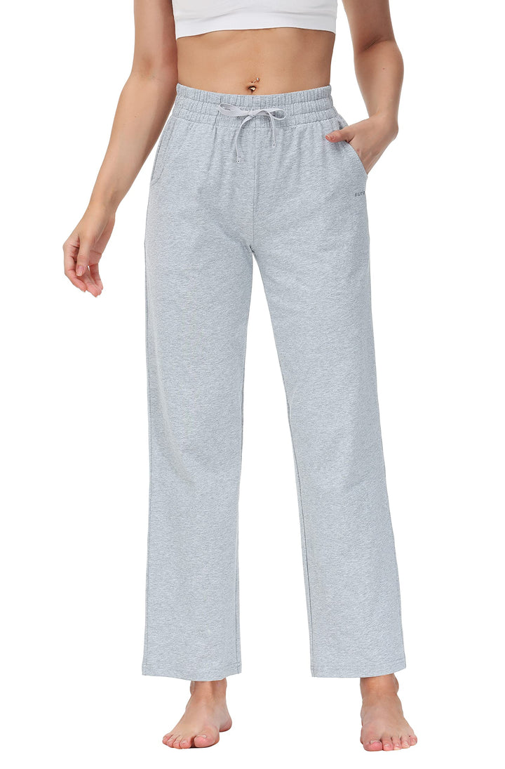 Butrends Damen Jogginghose Baumwolle mit offenem Boden Yoga Sporthose Hohe Taile Trainingshose Loung