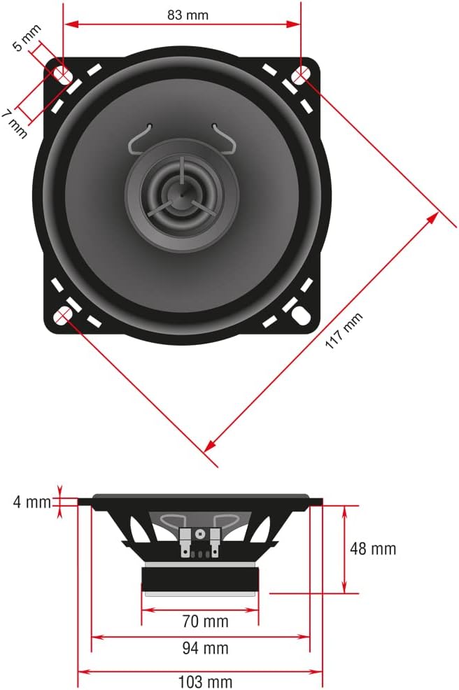 AMPIR CPX100 Koaxial-Lautsprecher 10cm mit 16mm Seidenkalotte, ohne Gitter (Paar)