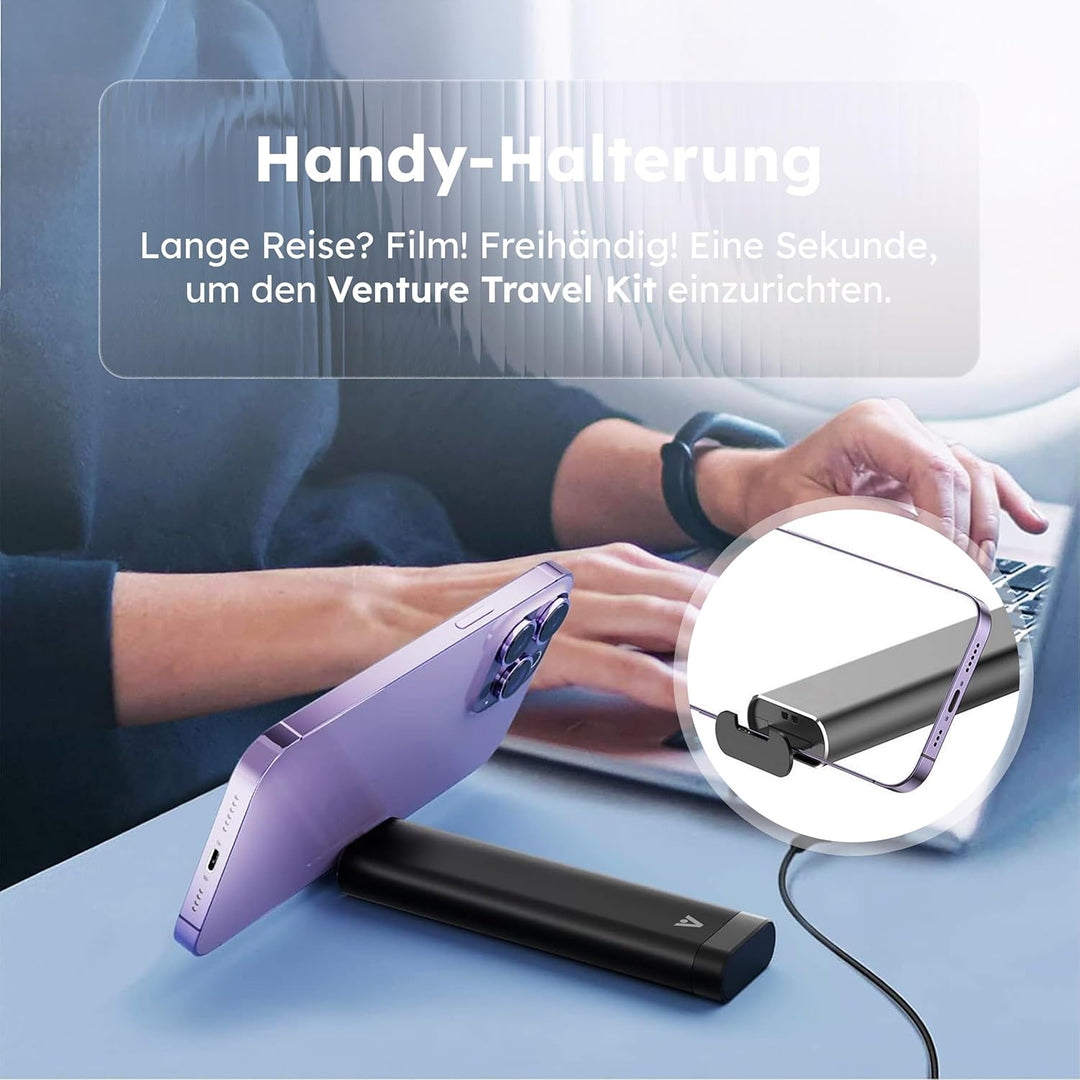 travel Adapter kit - Aluminium Gehäuse mit USB-C Kabel und Adapter Connectoren für alle Anschlüsse (