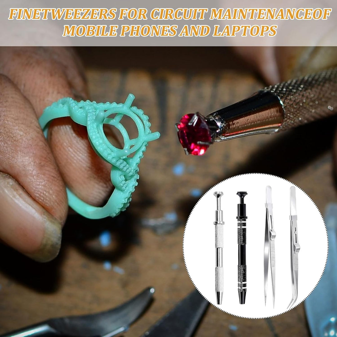 4 Stück Piercing Kugel Aufdreher Piercing Zange Pick Up Tool Prong Klaue Pinzette Abgewinkelte Grabb