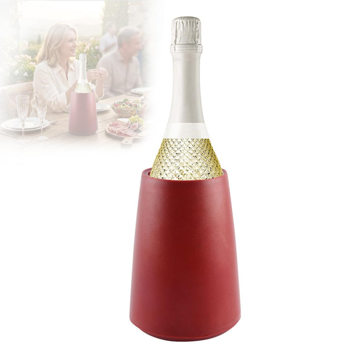 Weinkühler Flaschenkühler Rot, Doppelwandiger Wine Cooler mit Kühlakkus für Wein, Champagner &amp; Sekt,