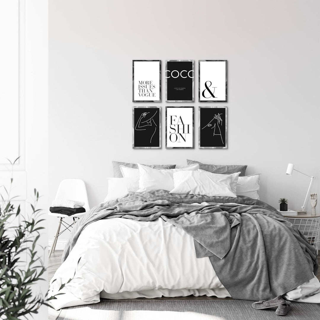 Novart Wandbilder Set - KOMPLETT AUFHÄNGFERTIG - Made in Germany - Moderne Bilder Coco Wohnzimmer Mä
