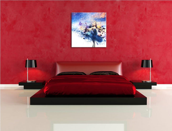 Pixxprint tanzende Ballerina als Leinwandbild/Grösse: 70x70 cm/Wandbild/Kunstdruck/fertig bespannt,