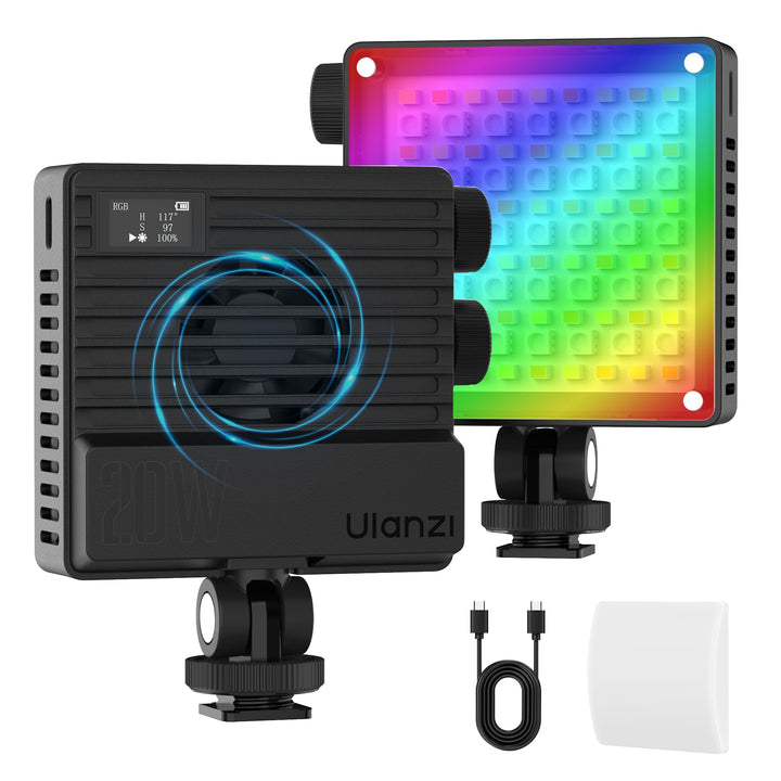 Videolicht RGB, ULANZI LE20 Kamera Foto Licht, 20W Videoleuchte mit 5000 mAh Akku, 2500K-9000K dimmb