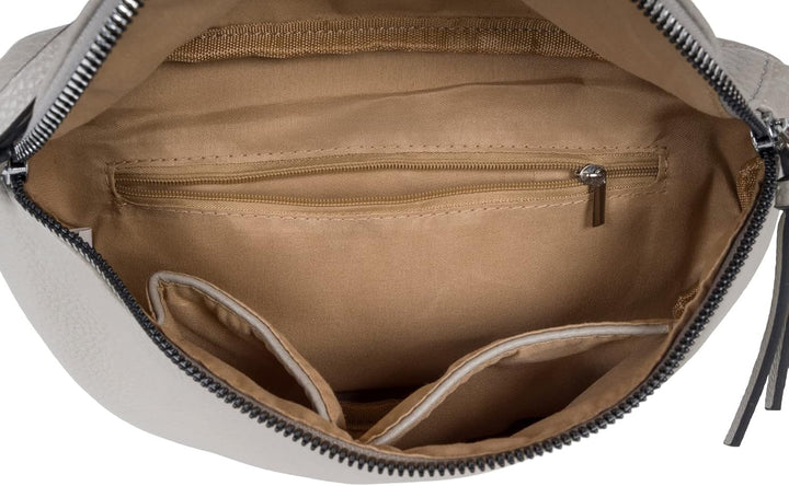 styleBREAKER Damen Halbmond Crossbody Schultertaschen Set 2-Teilig, Schultergurt mit Zick-Zack Raute