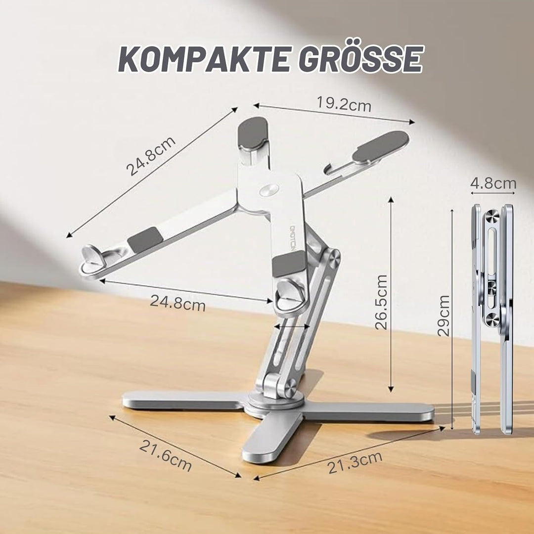 Laptopständer Mit 360° Drehbarer Basis, Höhenverstellbarer Laptopständer, Ergonomischer Faltbarer La
