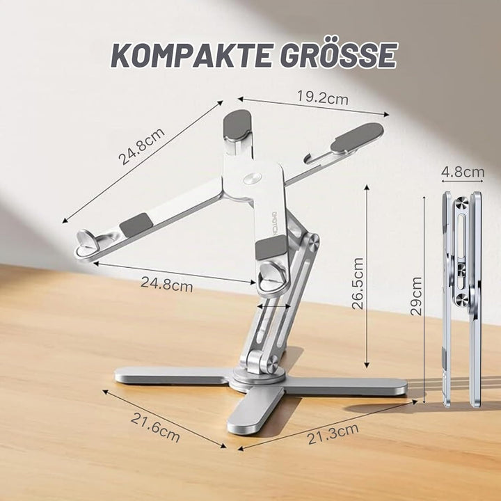 Laptopständer Mit 360° Drehbarer Basis, Höhenverstellbarer Laptopständer, Ergonomischer Faltbarer La