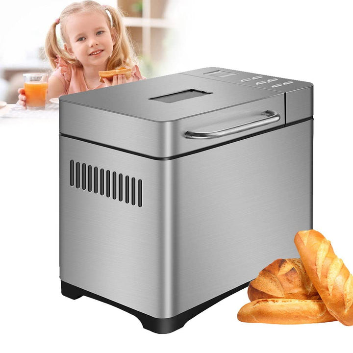 Brotbackautomaten 19 IN 1, Edelstahl Brotbackautomaten mit Digital Touch Panel, 650W Brotbackmaschin