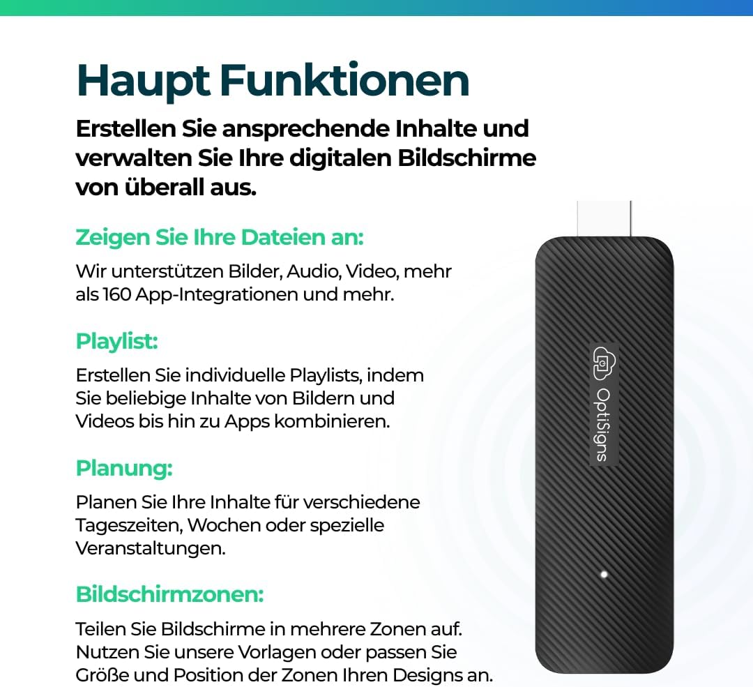 OptiSigns Android Stick Digital Signage Player - EU Stecker
