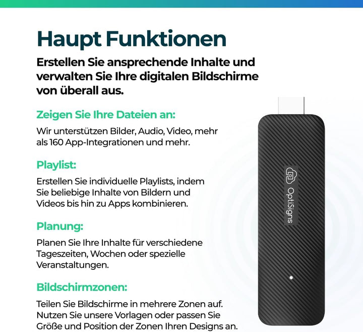 OptiSigns Android Stick Digital Signage Player - EU Stecker
