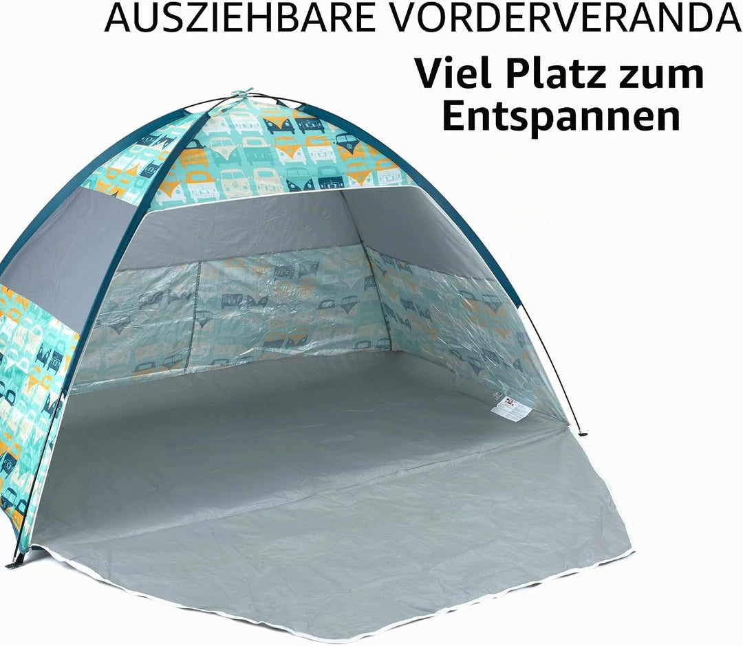 Board Masters - Volkswagen Strandmuschel-Zelt mit Tragetasche für 2 Personen UV-Schutz 50+ (Multi Bu