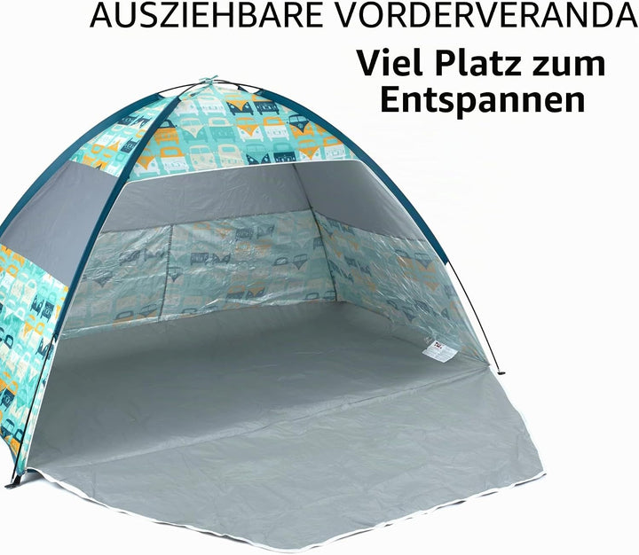 Board Masters - Volkswagen Strandmuschel-Zelt mit Tragetasche für 2 Personen UV-Schutz 50+ (Multi Bu