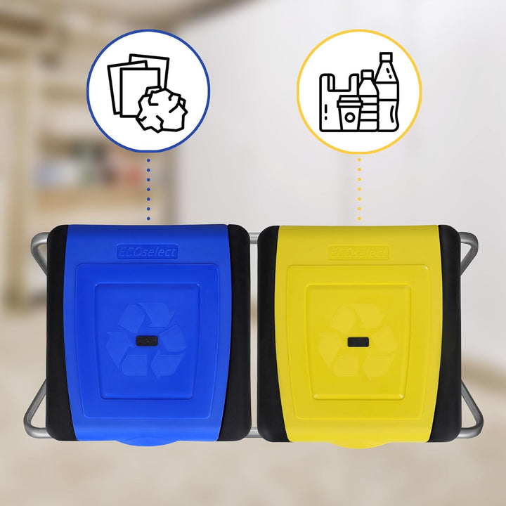 KOTARBAU® Müllsackständer Doppelt Müllbehälter 33 x 77 x 85 cm Blau Gelber Sack Ständer Metall Plast
