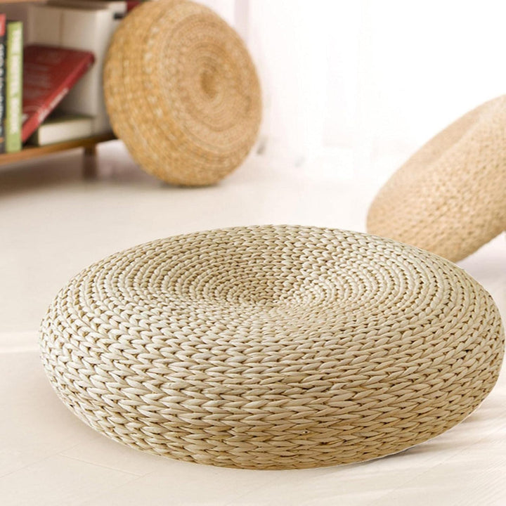 Rundes Sitzkissen aus japanischem Stroh, Futon-Stil, Sitzkissen für den Boden, Tatami, handgeflochte