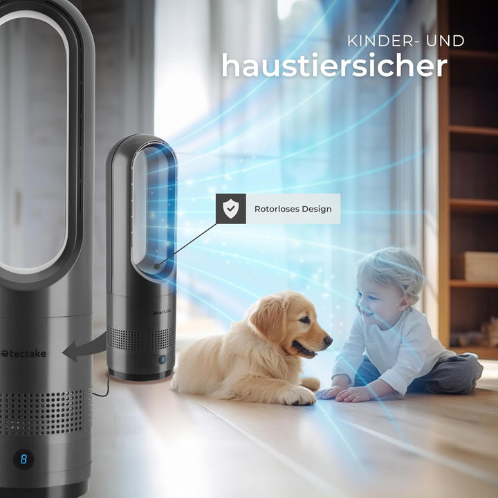 tectake® rotorloser Ventilator mit Fernbedienung, Turmventilator, cooling ace Lüfter, Luftkühler, mo