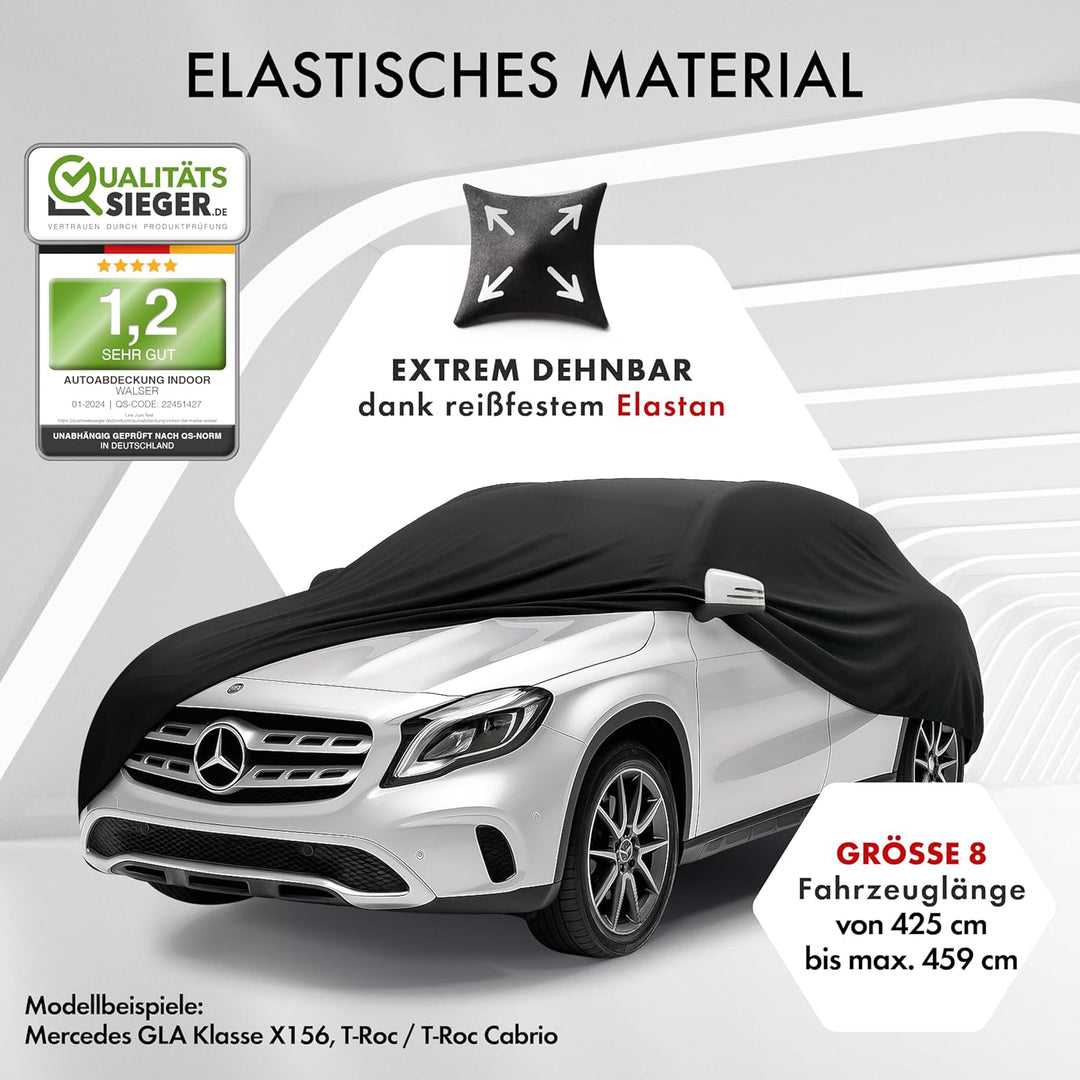 WALSER Premium Abdeckung Auto Indoor Stretch Plus Qualitätssieger Sehr Gut* Autoabdeckung Winter Aut