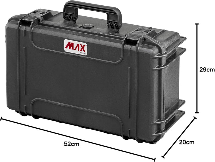 Panaro Max Cases Kunststoffkoffer mit Schaumstoff, hohe Dichte, schwarz, L