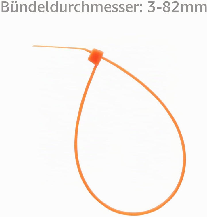XINGO 1000 Stück Kabelbinder Orange, 300mm x 4.8mm, 22,7 kg Zugfestigkeit, UV-beständig, Selbstsiche