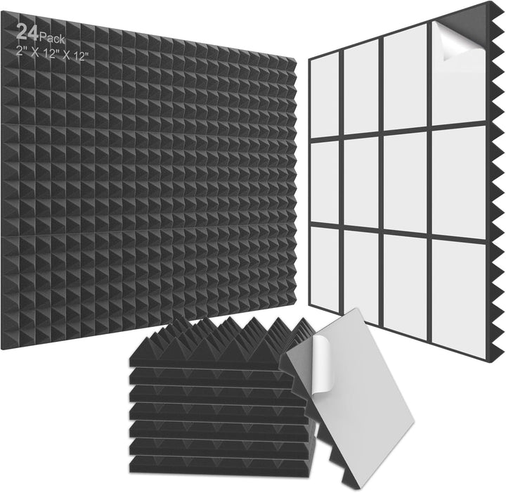 JBER Pyramidenschalldichte Schaumstoffplatten, 5,1 x 30,5 x 30,5 cm, selbstklebende Akustik-Wandpols