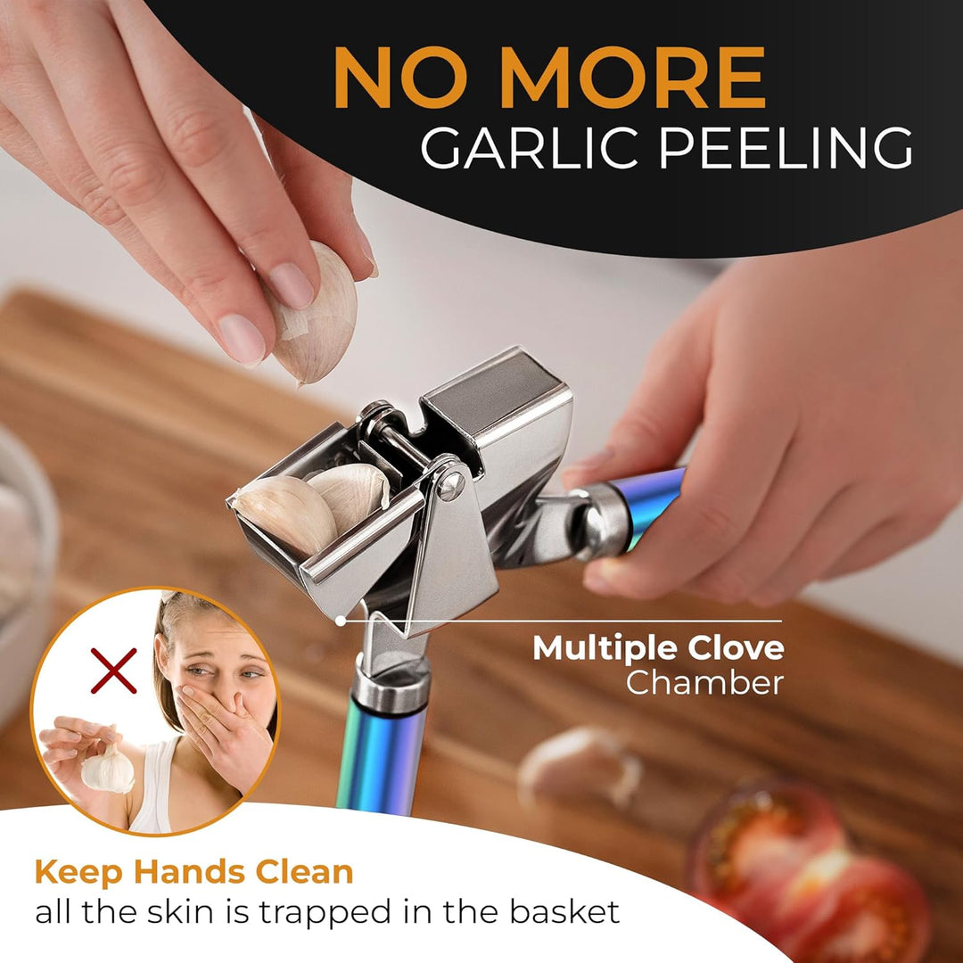 ORBLUE knoblauchpresse edelstahl [Premium] – knoblauch presse Professionelle Qualität, leicht zu rei