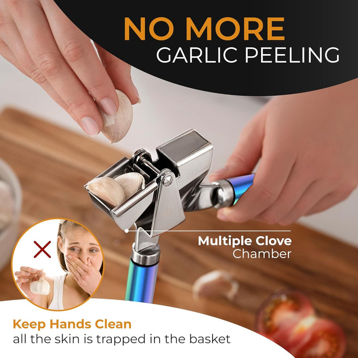 ORBLUE knoblauchpresse edelstahl [Premium] – knoblauch presse Professionelle Qualität, leicht zu rei
