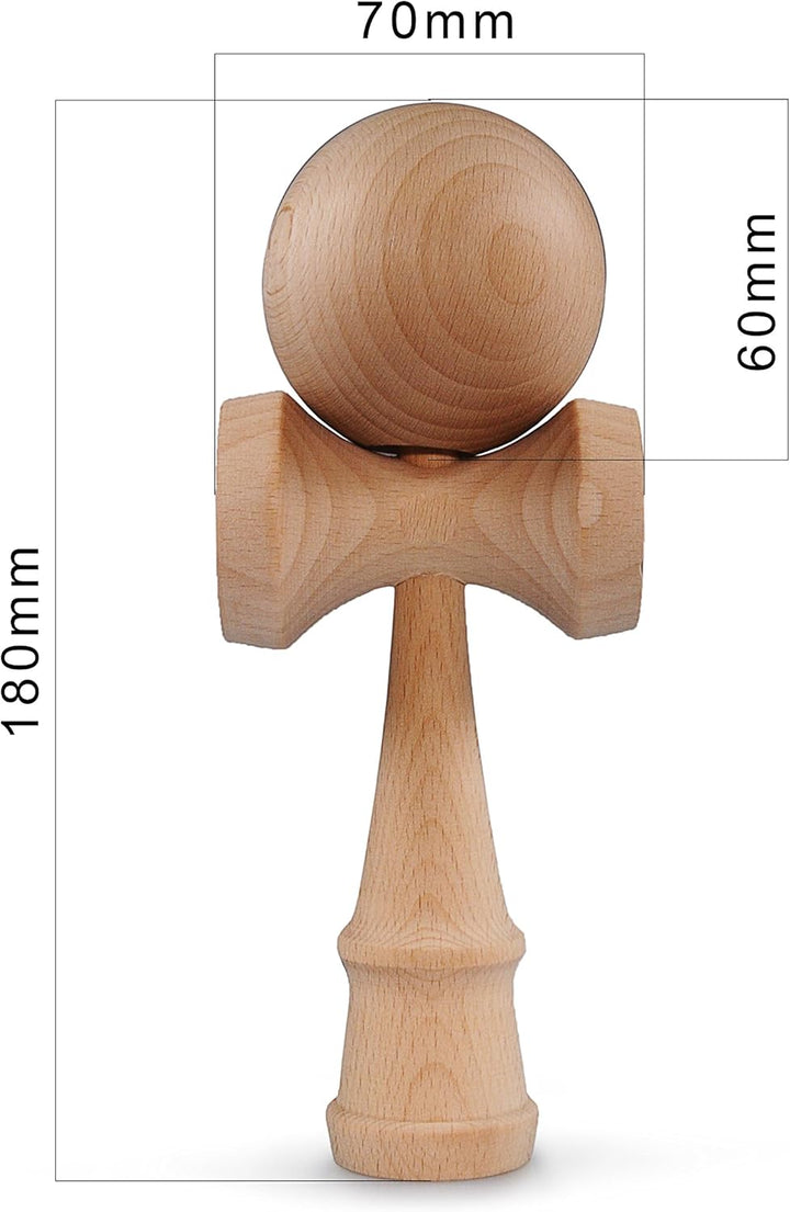 Ganzoo Kendama aus Buchen-Holz, Original Japanisches Traditionelles Holz-Sportgerät mit Kugel, Schnu