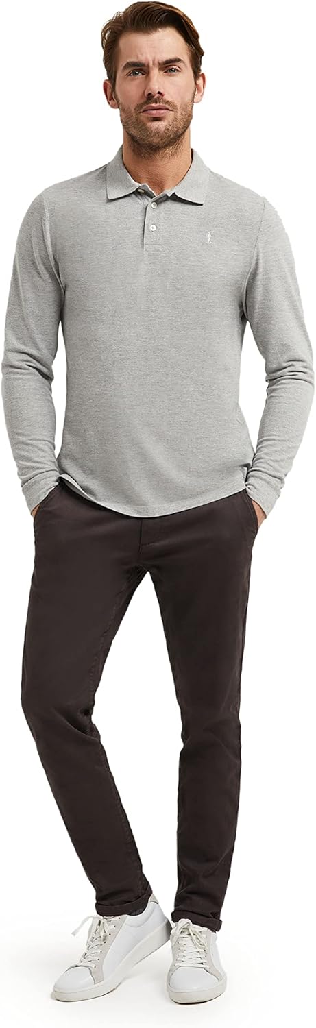 Polo Club Herren Poloshirt Kurzarm Regular Fit Baumwolle Männer Polohemd Longsleeve M Grau, M Grau