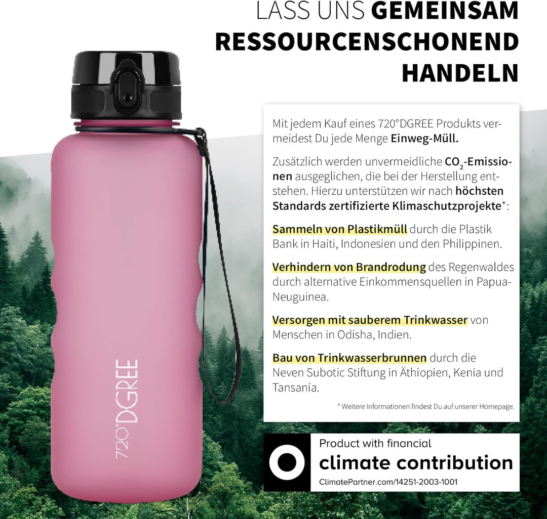 720°DGREE Trinkflasche “uberBottle“ 350ml, 500ml, 650ml, 1l softTouch +Früchtebehälter - Auslaufsich