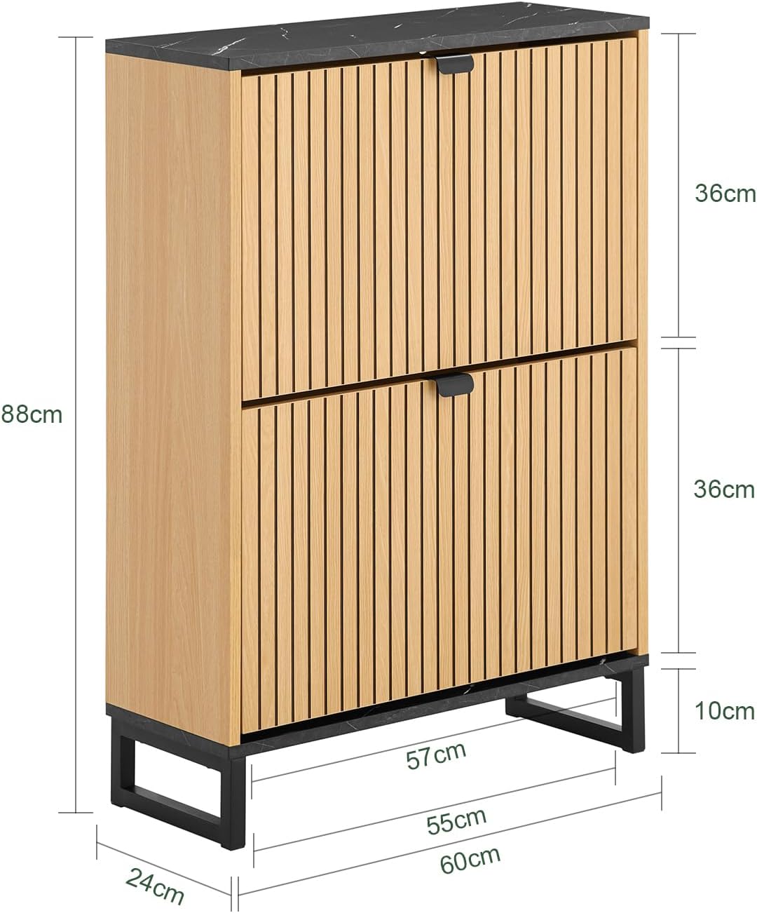 SoBuy Schuhschrank schmal schuhkipper – platzsparendes Schuhregal mit Klappen für Flur & Kommode – m