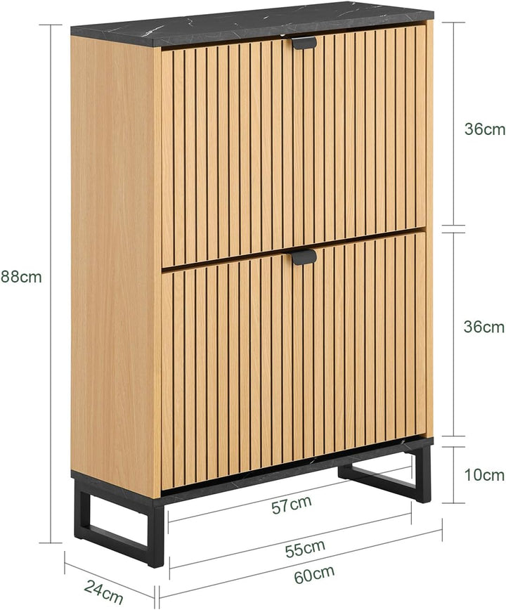 SoBuy Schuhschrank schmal schuhkipper – platzsparendes Schuhregal mit Klappen für Flur & Kommode – m