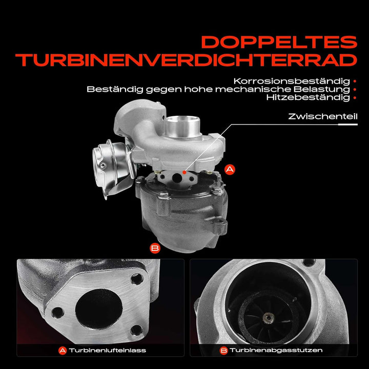 Frankberg Turbolader Kompatibel mit 3er E46 320d 320Cd 320td 2001-2007 X3 E83 2.0 D 2004-2010 Replac