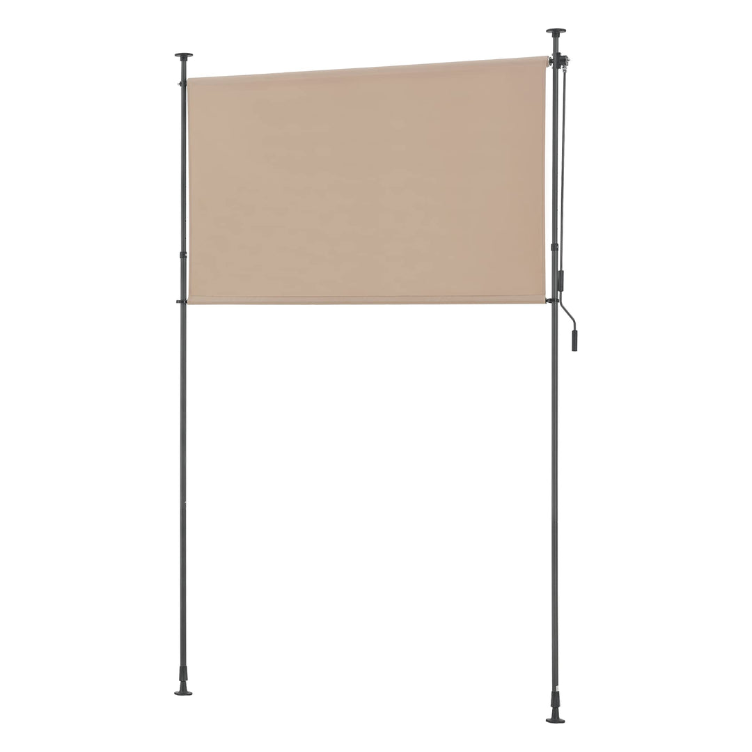 pro.tec Aussenrollo Cimarra 200 x 270 cm Balkonrollo Senkrechtmarkise mit Handkurbel Sichtschutz wit
